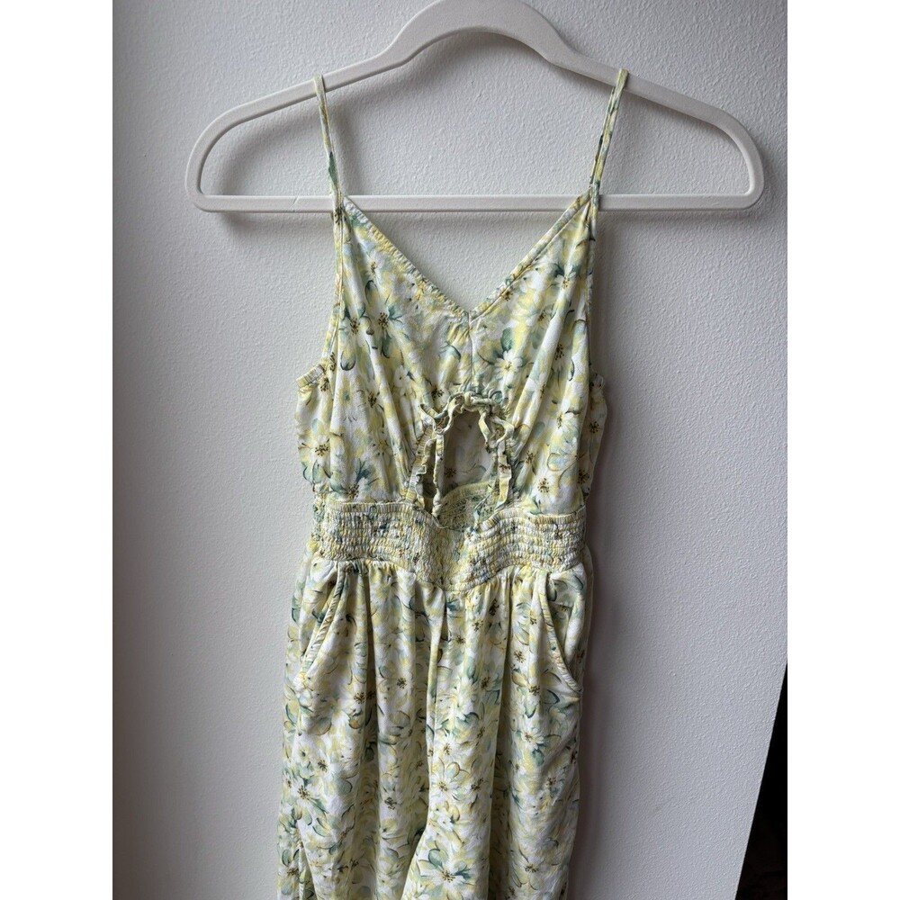 Yellow Floral Tank Top Romper With Keyhole Front Detail Size Small